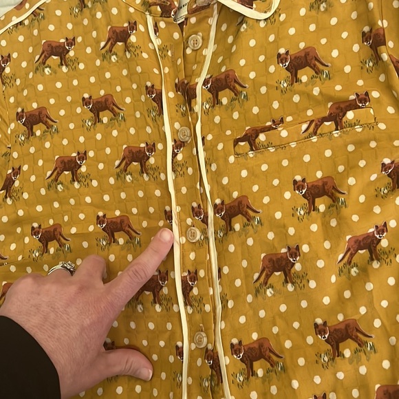 Anthropologie Forest Friends Fox Print Polka dots Mini Dress size US 4 with belt - Picture 14 of 16